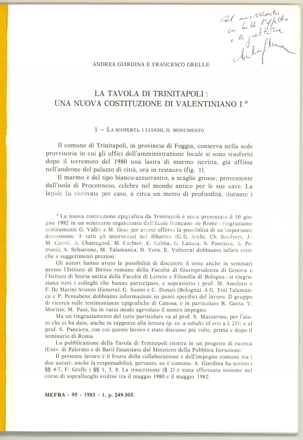 Libro, pubblicazione d epoca 1977 Andrea GIARDINA Francesco GRELLE La tavola di Trinitapoli 1