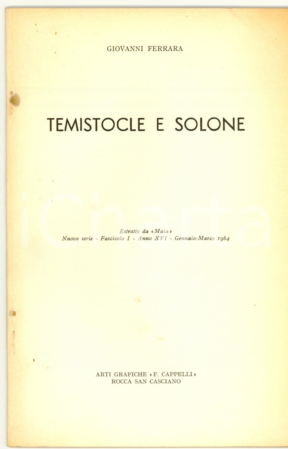 Libro, pubblicazione d epoca 1964 Giovanni FERRARA Temistocle e Solone 1