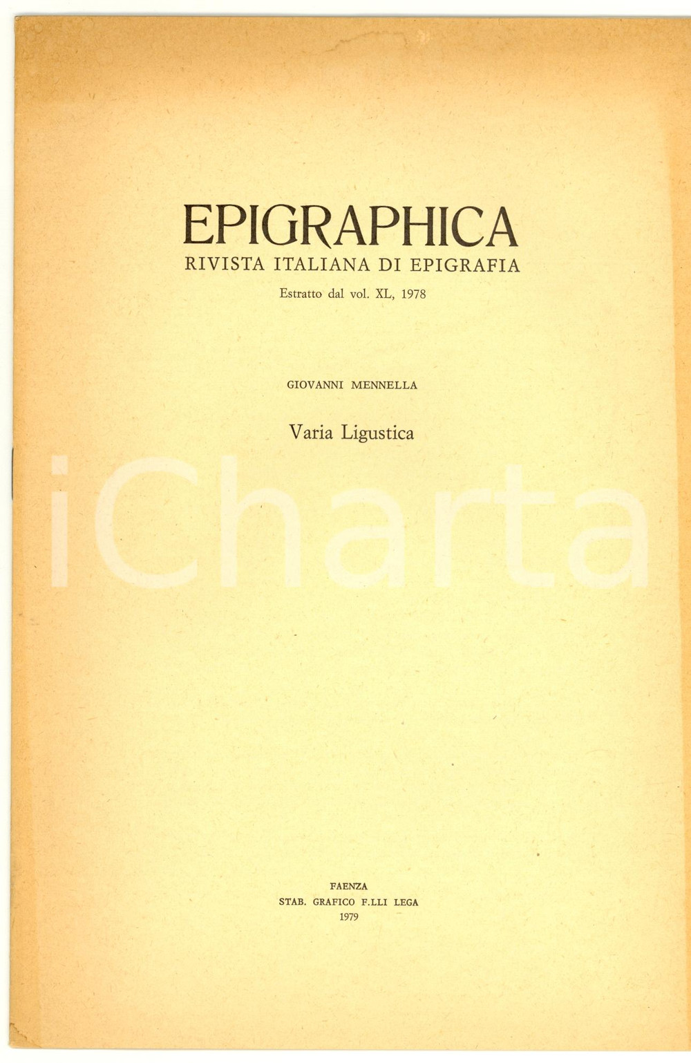 Libro, pubblicazione d epoca 1979 Giovanni MENNELLA Un epigrafe da Cassano SPINOLA 1