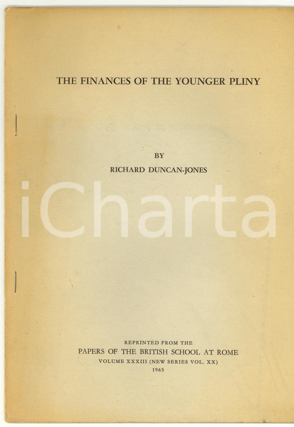 Libro, pubblicazione d epoca 1965 Richard DUNCANJONES Finances of the younger Pliny 1