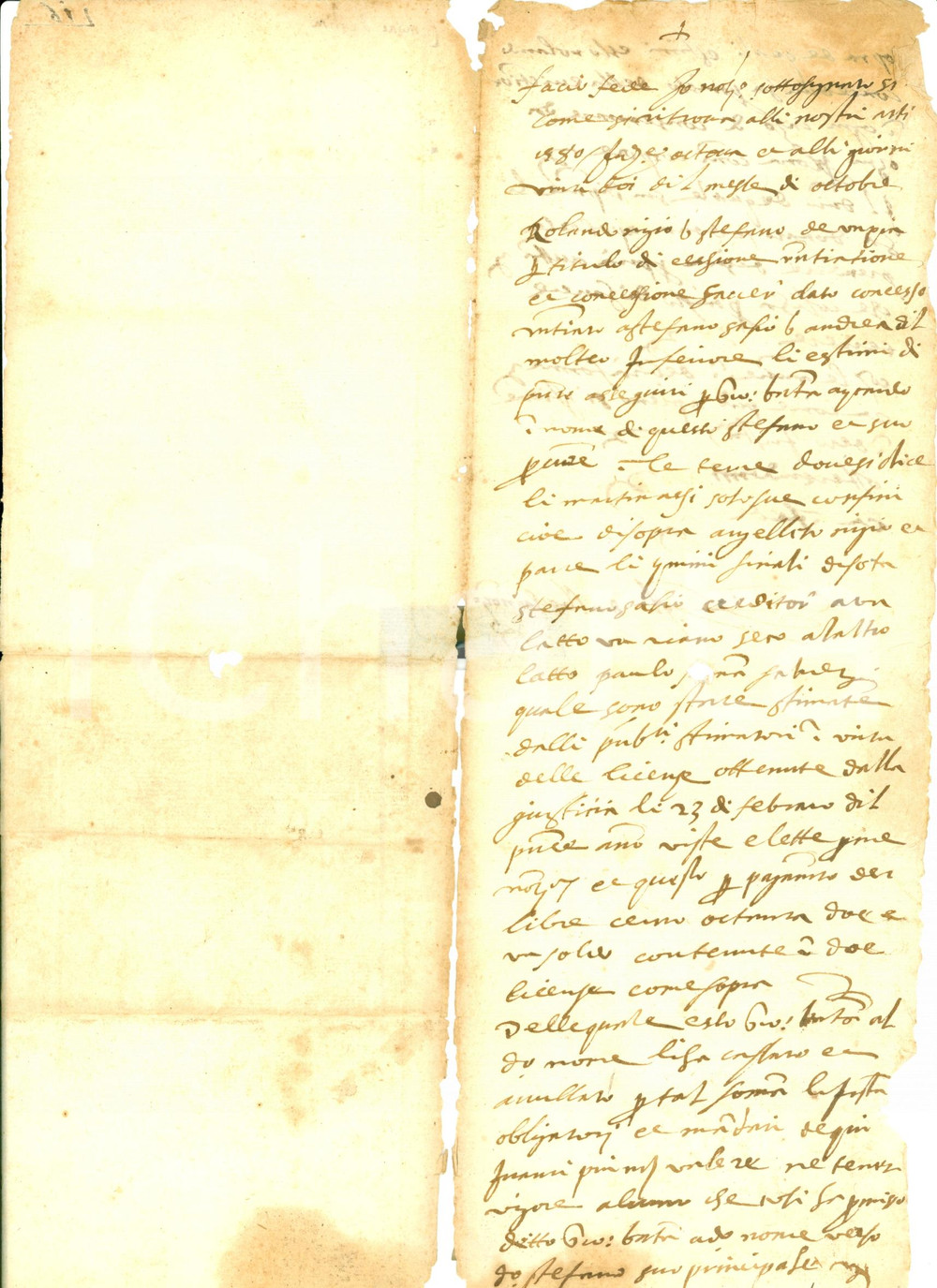Documento originale, autentico 1580 VASIA IM Rolando RIZZI cede estimi a Stefano SASSI Documento 1