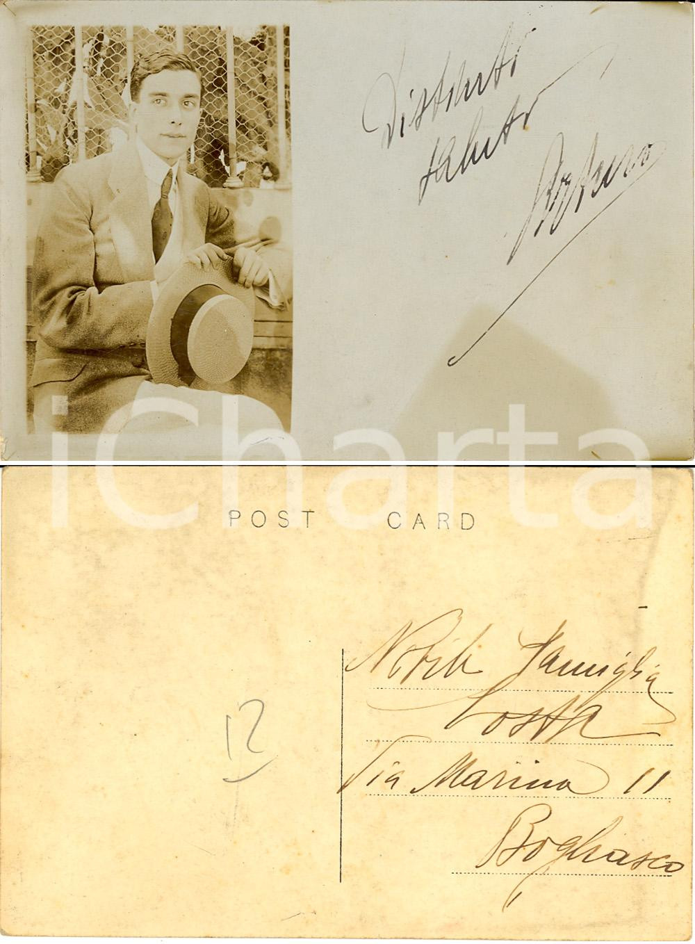 Autografo originale 1920 ca BOGLIASCO GE Arturo COSTA Fotografia autografa 1