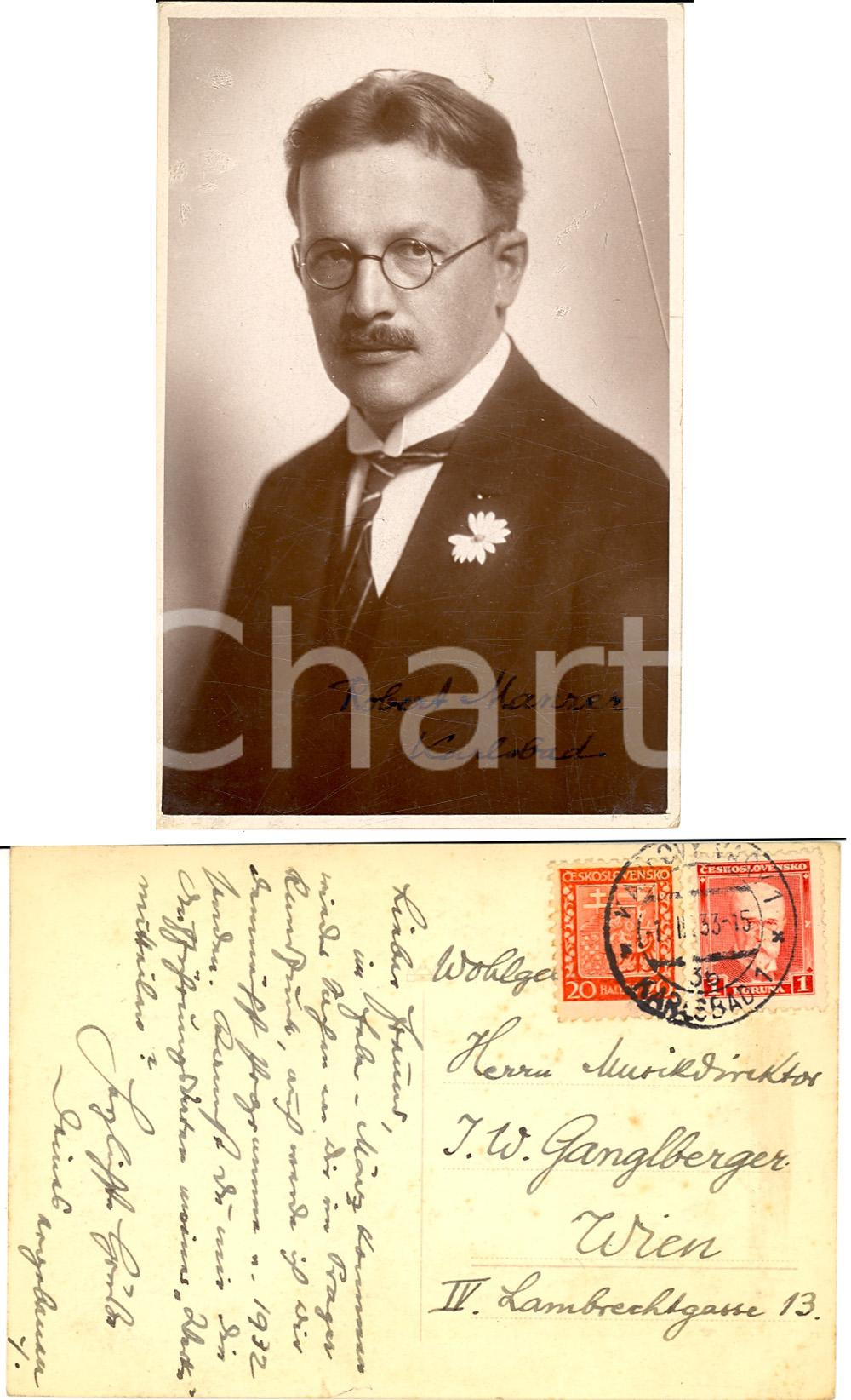 Autografo originale 1933 Robert MANZER Fotografia autografa per GANGLBEGER 1
