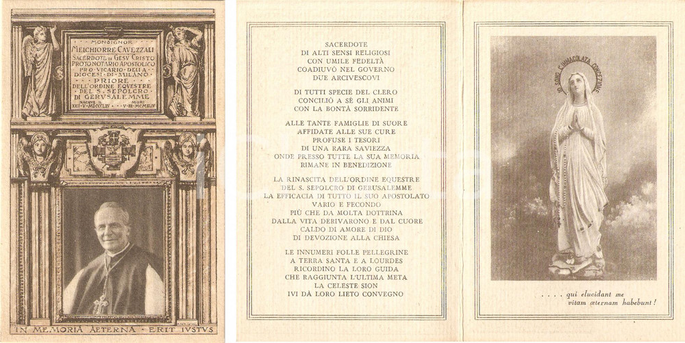 Oggetto da collezione cartaceo 1944 In memoria di Mons. MELCHIORRE CAVEZZALI Santino 1