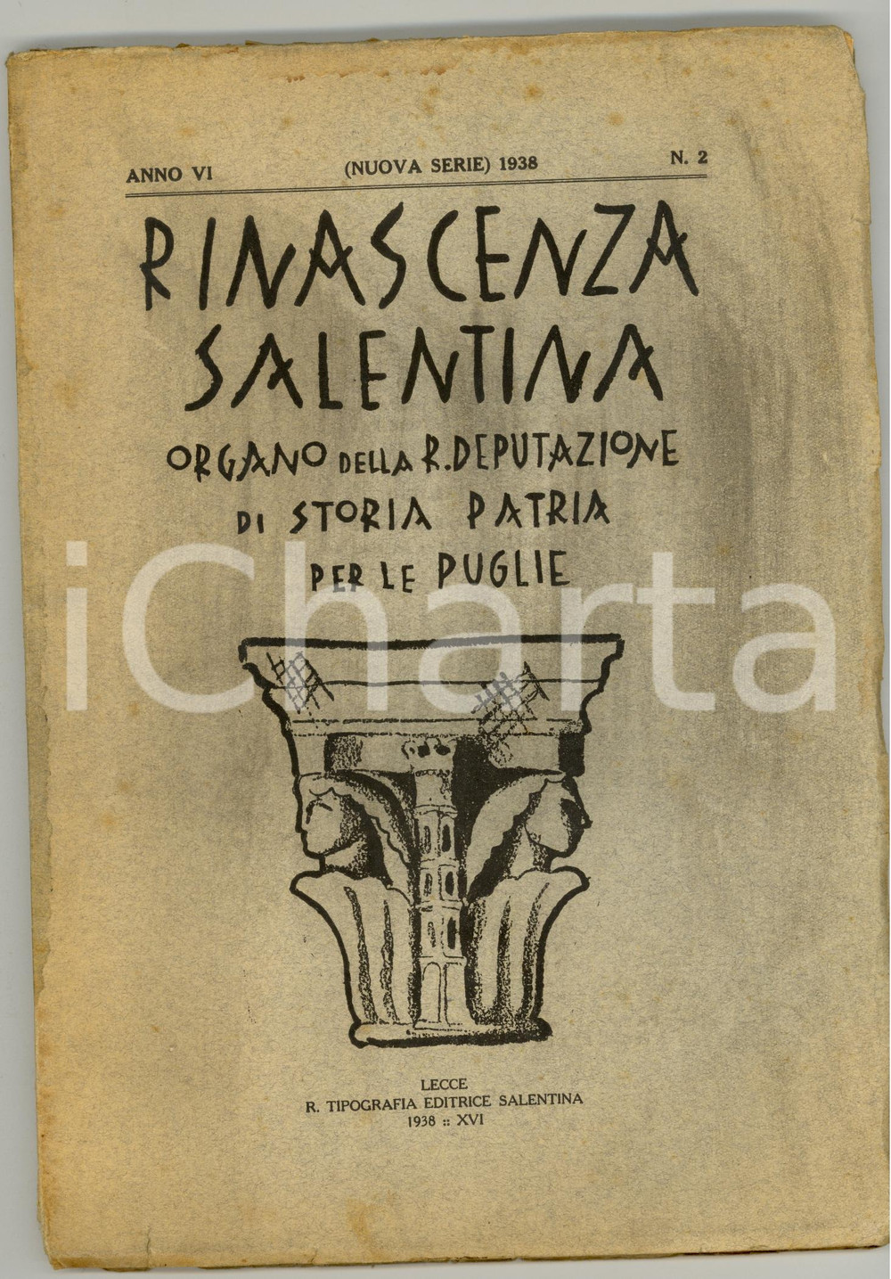 Giornale, rivista storica 1938 Rinascenza SALENTINA Storia Patria PUGLIE nÂ° 2 1