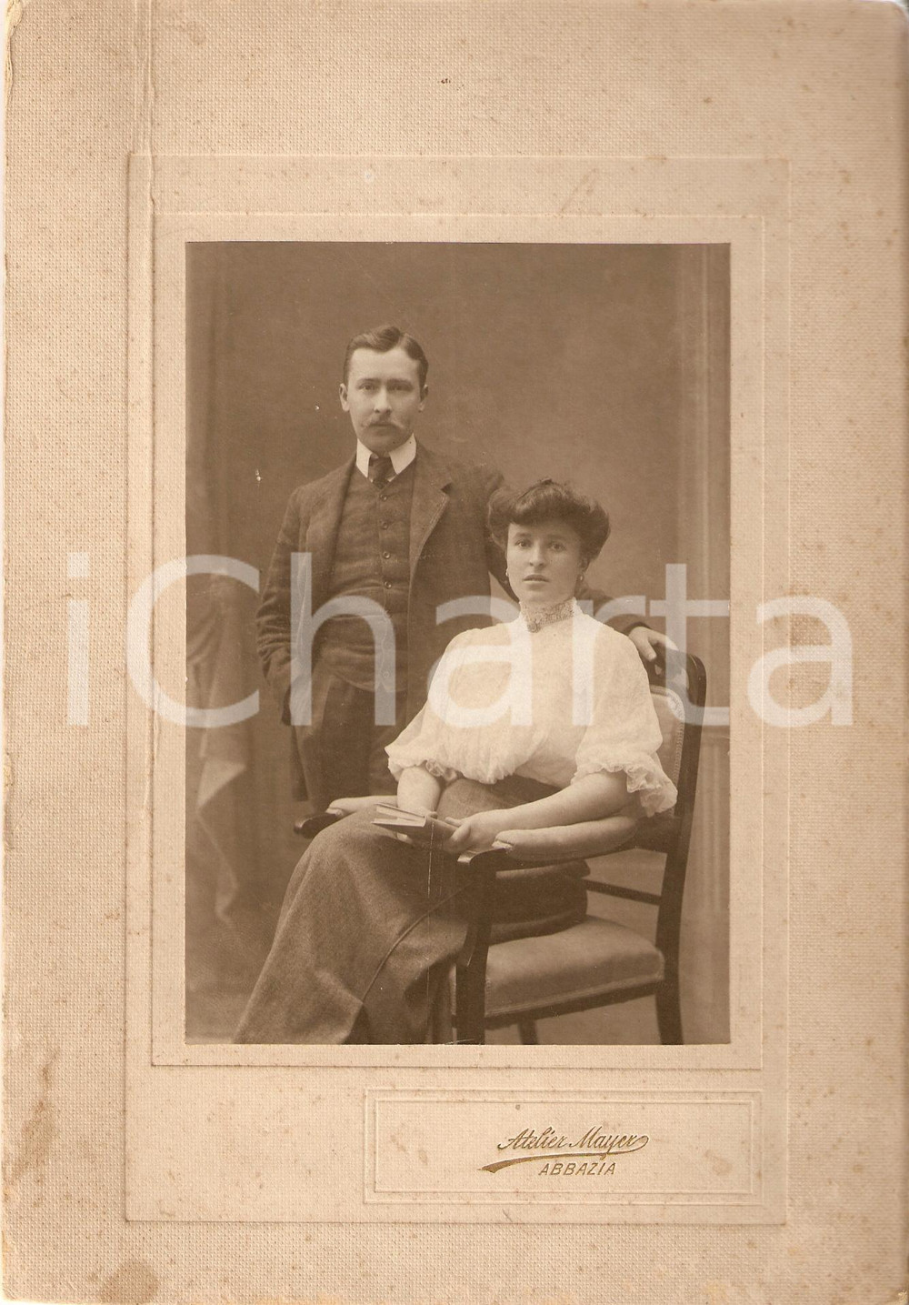 Fotografia d epoca originale 1900 ca ABBAZIA / OPATIJA CROAZIA La famiglia MIZGUR  Foto Atelier MAYER 1