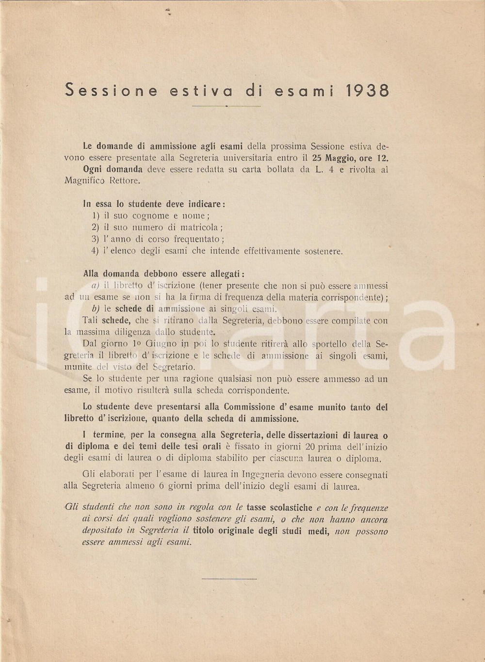 Documento originale, autentico 1938 Regia UniversitÃ  di PADOVA Esami sessione estiva 1