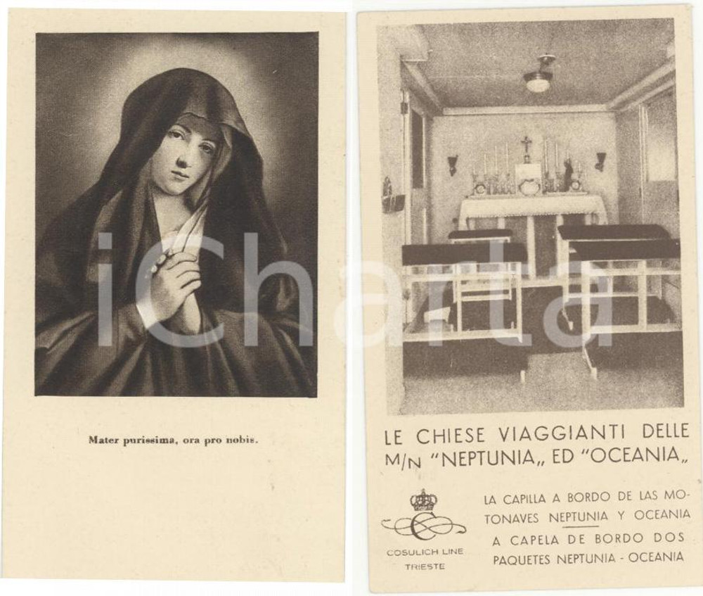 Oggetto da collezione cartaceo 1930 TRIESTE COSULICH LINE Chiese viaggianti NEPTUNIA 1
