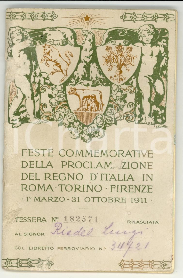 Documento originale, autentico 1911 50 Anni UNITA  D ITALIA Libretto di facilitazioni 1