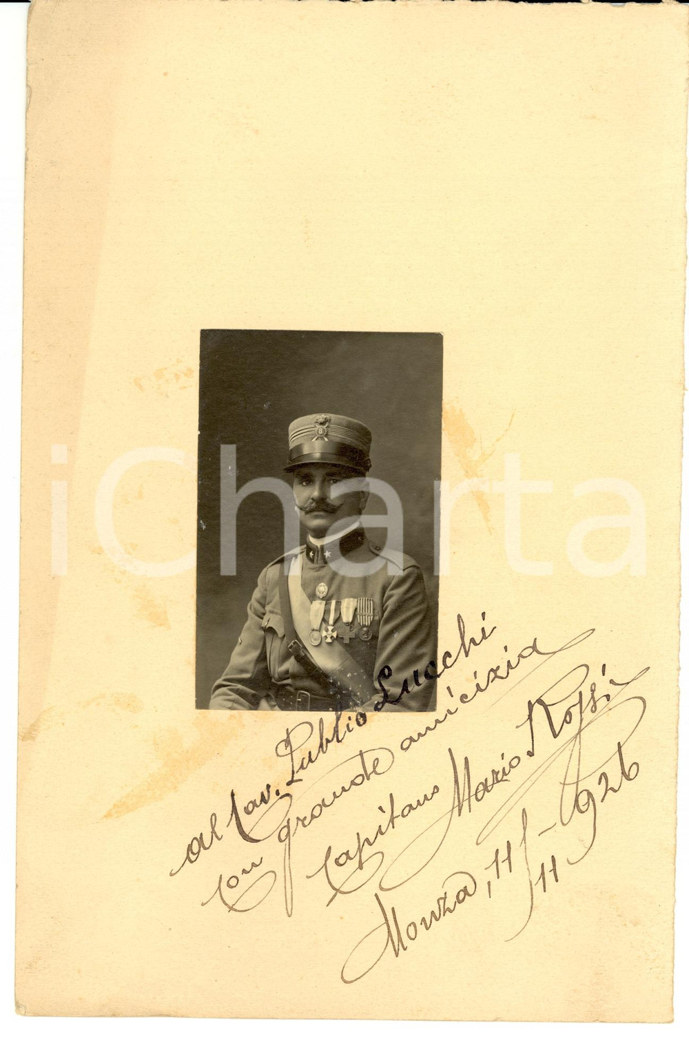 Fotografia d epoca originale 1926 MONZA Capitano Mario ROSSI a Publio LUCCHI Foto 1