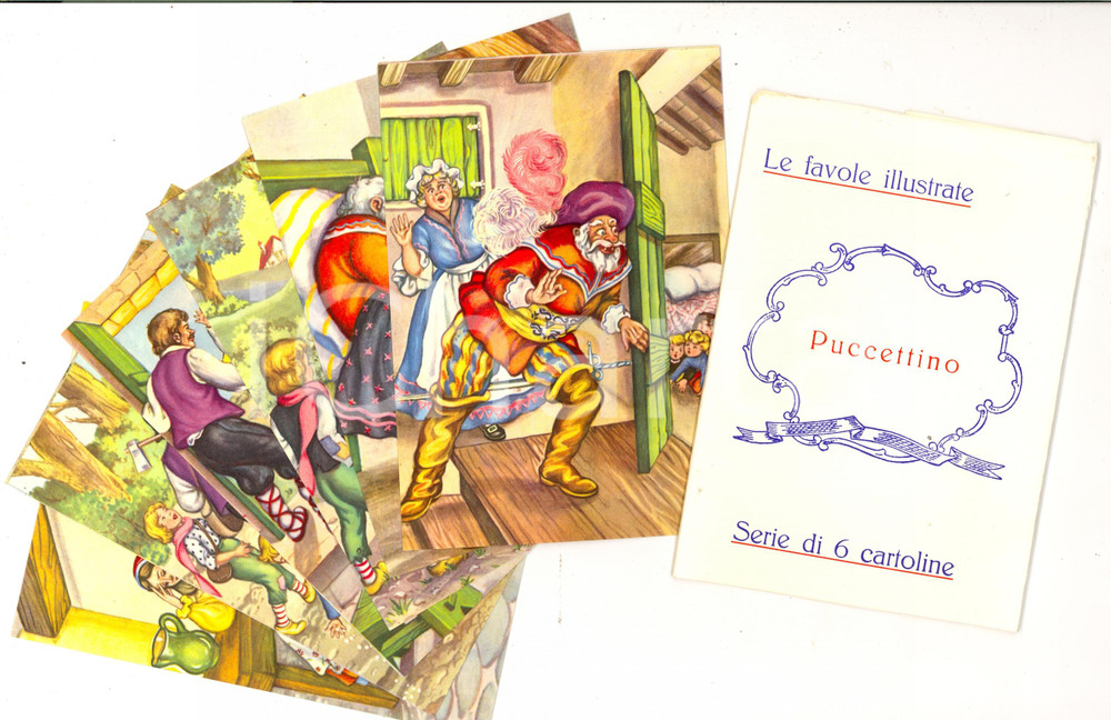 Cartolina originale da collezione 1942 PUCCETTINO Le favole illustrate Lotto 6 cartoline 1