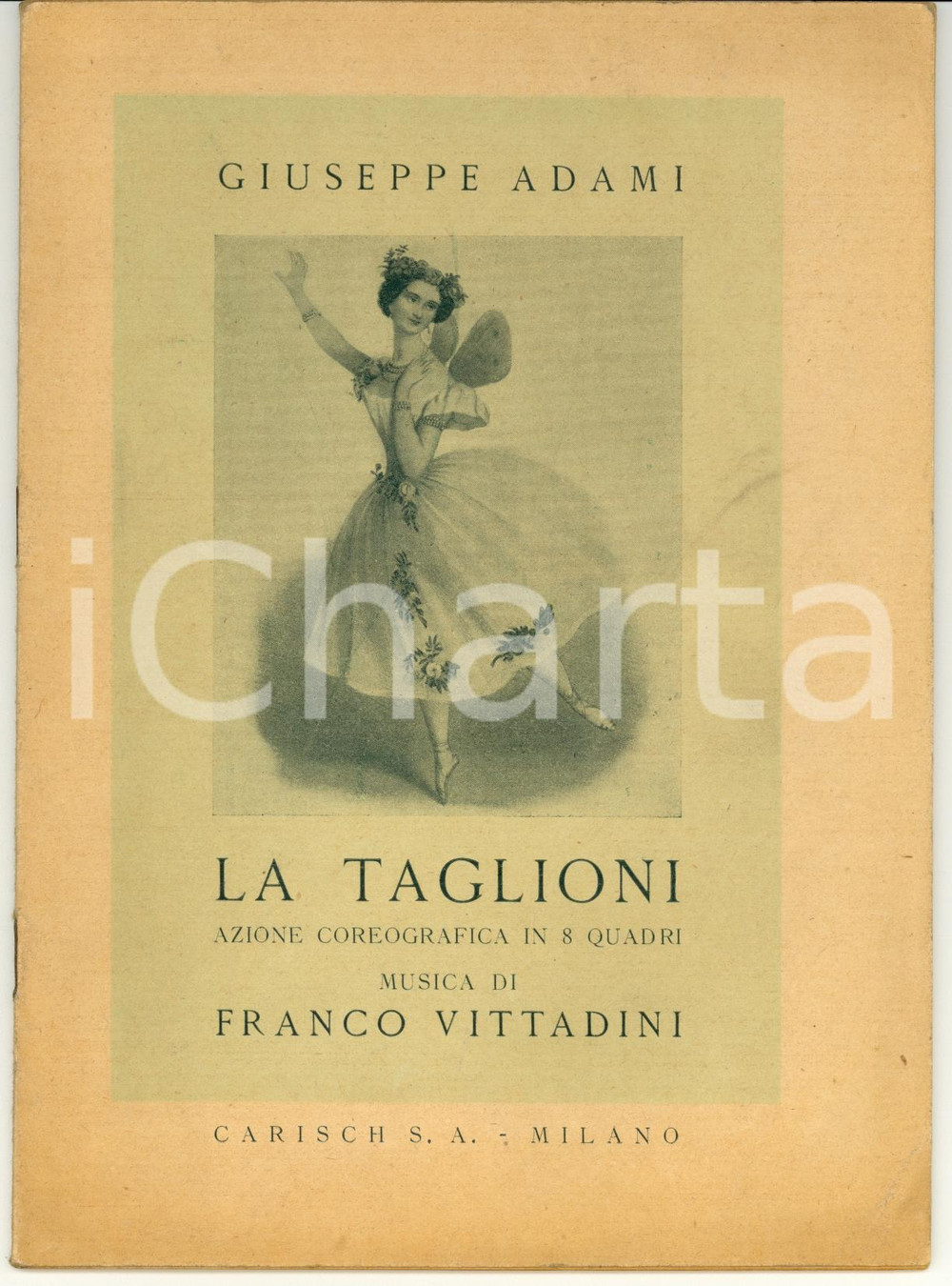 Libro, pubblicazione d epoca 1945 Giuseppe ADAMI La TAGLIONI musica Franco VITTADINI 1