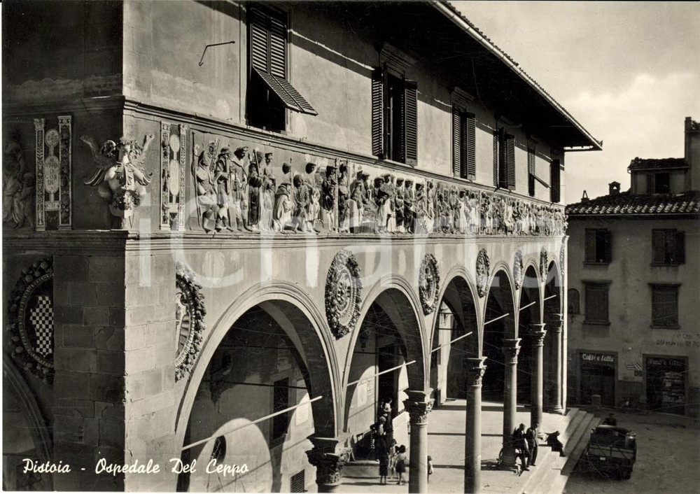 Cartolina originale da collezione 1950 ca PISTOIA Facciata Ospedale del CEPPO Cartolina ANIMATA NV 1