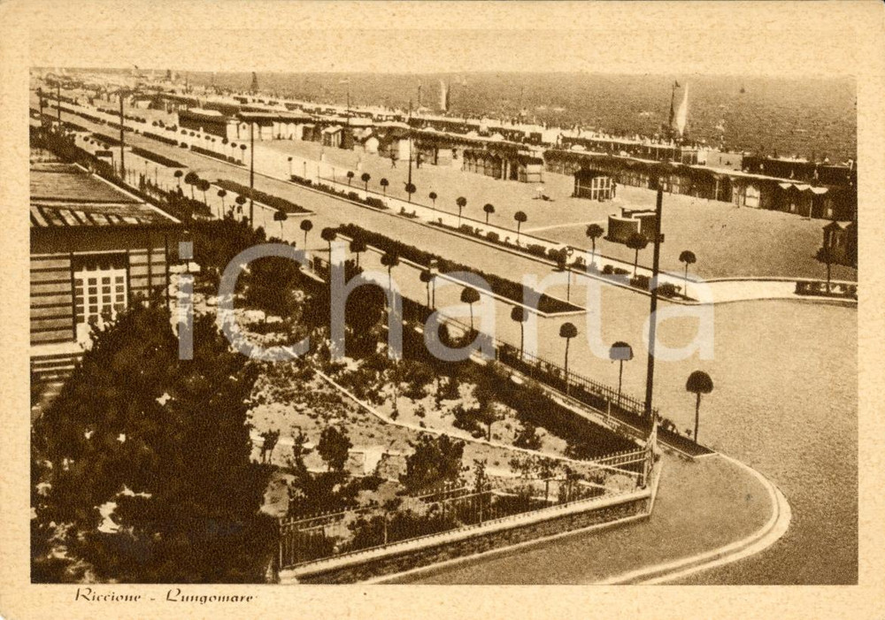 Cartolina originale da collezione 1940 circa RICCIONE Veduta generale lungomare FG NV 1
