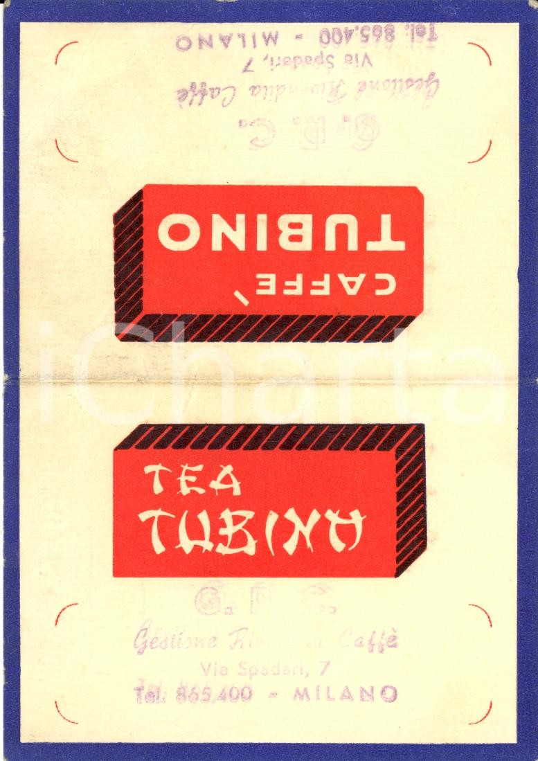Oggetto da collezione cartaceo 1960 circa MILANO via SPADARI 7  Caffé TUBINO  Tessera  premio 1