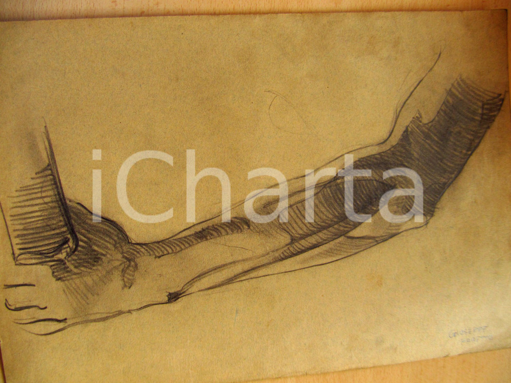 Opera d’arte autentica 1930 Giuseppe MARETTO Studio per braccio umano AUTOG. 1