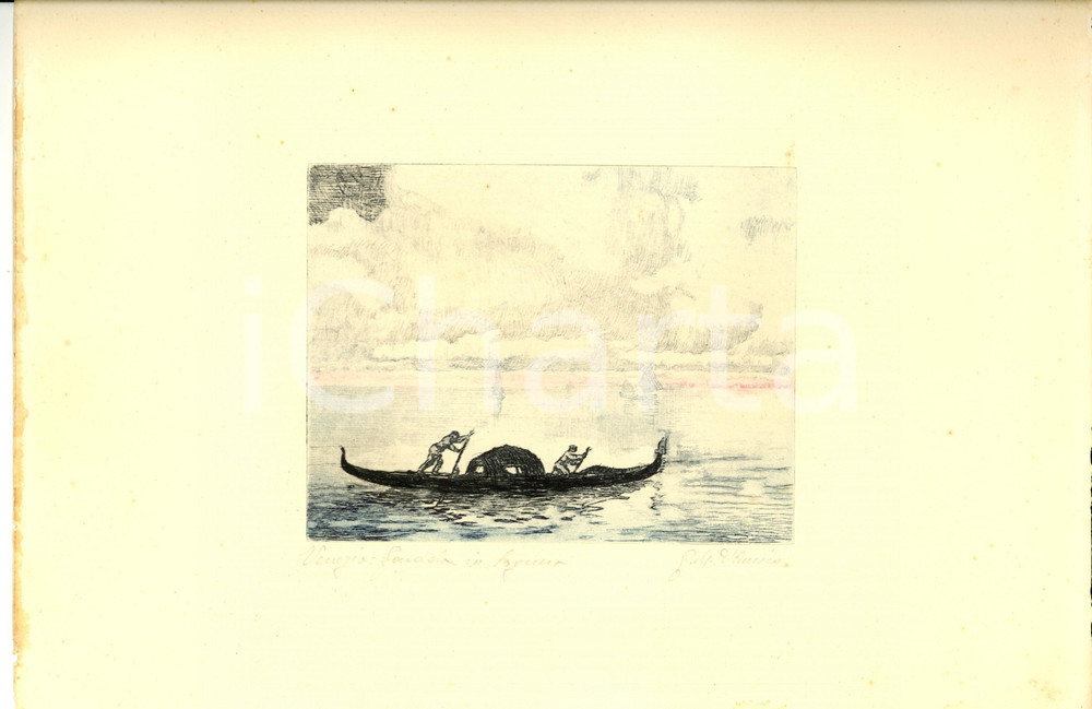 Opera d’arte autentica 1930 VENEZIA Gondola in laguna Giuseppe Mario D AMICO 1