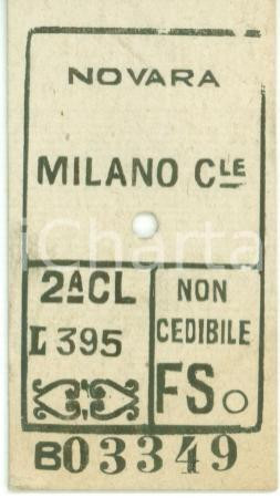 Oggetto da collezione cartaceo 1949 FERROVIE DELLO STATO Biglietto ferroviario NOVARAMILANO CENTRALE seconda 1
