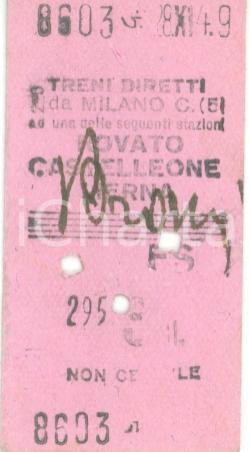 Oggetto da collezione cartaceo 1949 FERROVIE DELLO STATO Biglietto ferroviario MILANO CENTRALE  BRONI 1