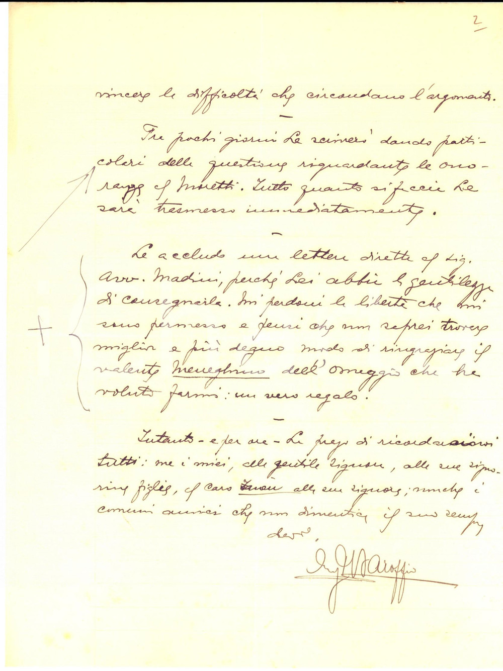 Autografo originale 1936 MONTEVIDEO Eugenio BAROFFIO scrive articolo per Gaetano MORETTI AUTOGRAFO 1