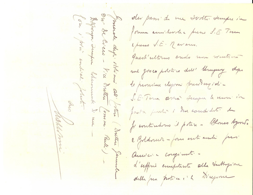 Autografo originale 1928 IL CAIRO Serafino MAZZOLINI su Gabriel TERRA e Alfredo NAVARRO AUTOGRAFO 1