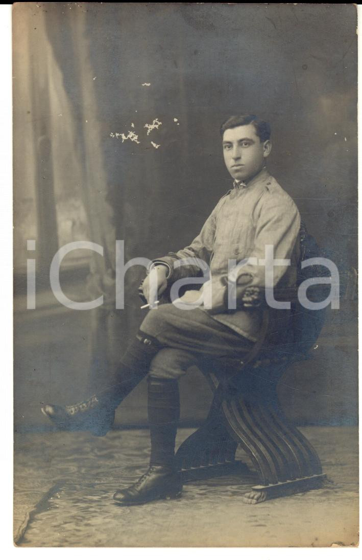 Fotografia d epoca originale 1919 ALESSANDRIA Ritratto del sergente Benedetto CONTE con la sigaretta Foto 1
