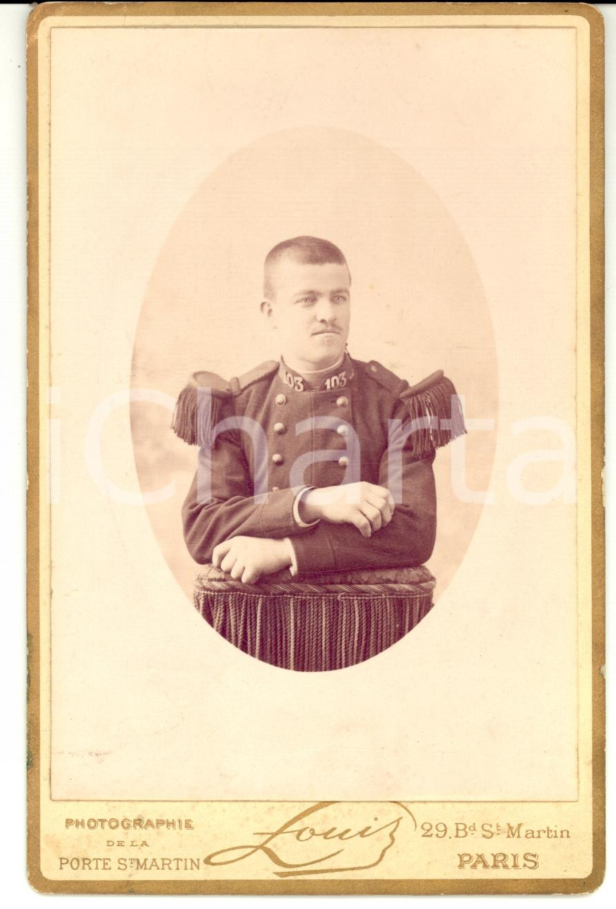 Fotografia d epoca originale 1900 ca PARIS F Officier 103eme Régiment D Infanterie Photo LOUIS 1