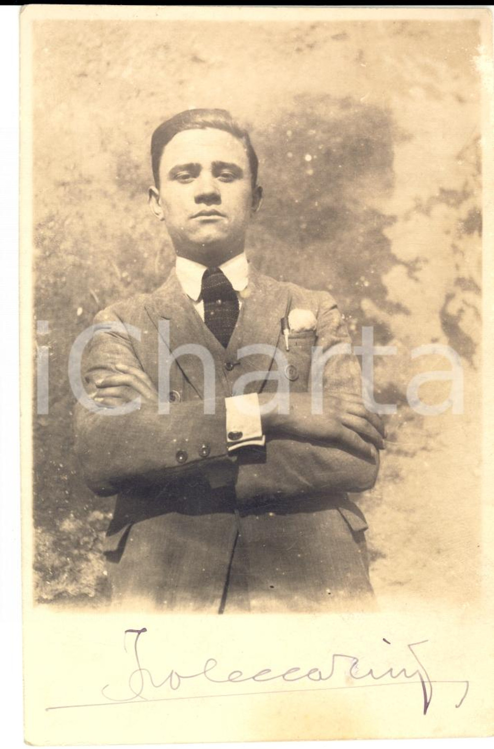 Fotografia d epoca originale 1930 ca LUCCA ? Ritratto architetto Ivo CECCARINI Foto AUTOGRAFATA 1
