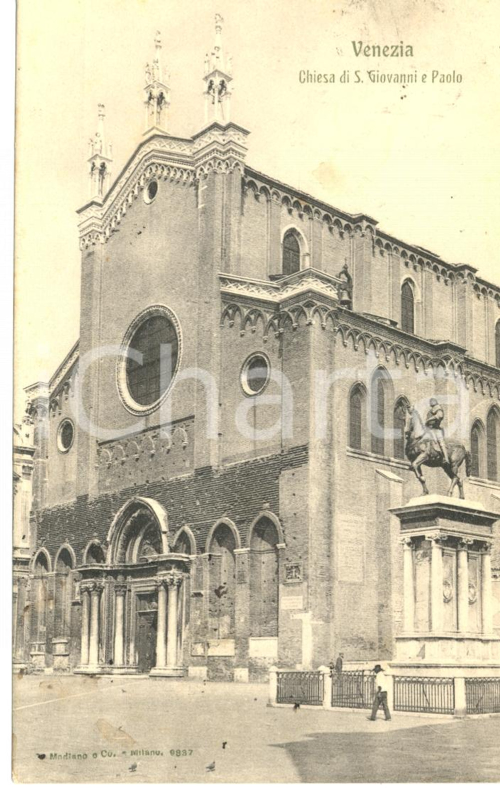 Cartolina originale da collezione 1907 VENEZIA Chiesa San GIOVANNI e PAOLO Animata Cartolina FP VG 1