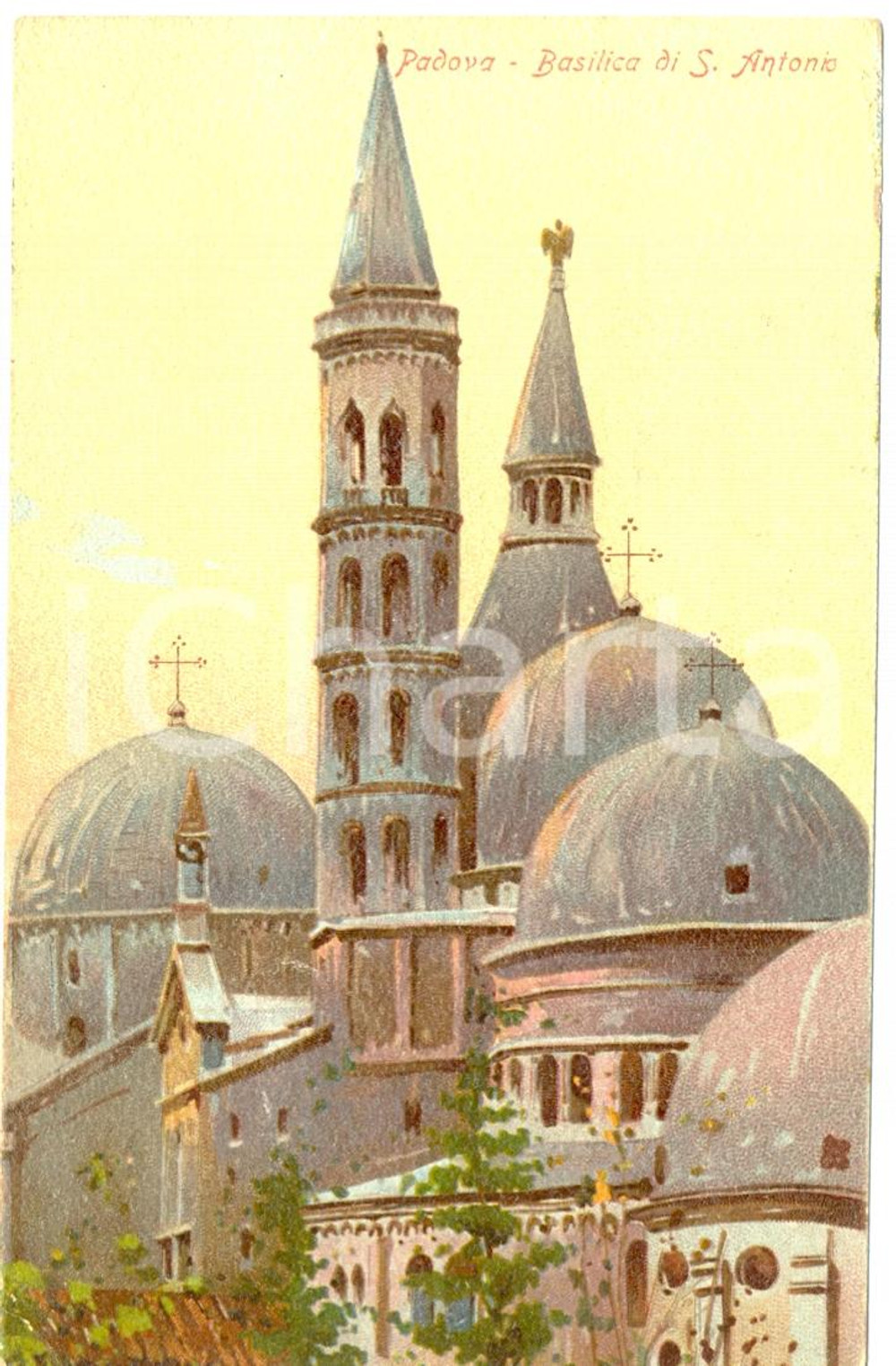 Cartolina originale da collezione 1907 PADOVA Basilica SANT ANTONIO al tramonto Cartolina FP VG 1