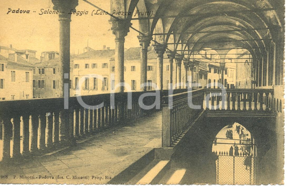 Cartolina originale da collezione 1907 PADOVA Loggia SALONE su piazza FRUTTI Cartolina Olga TEMPINI FP VG 1
