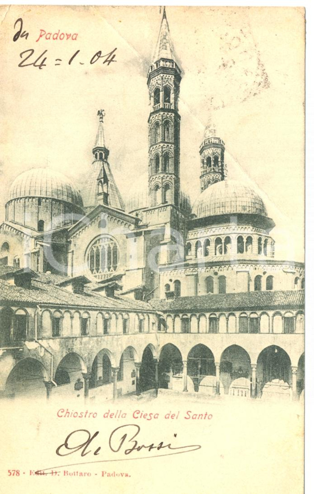 Cartolina originale da collezione 1904 PADOVA Chiostro chiesa di SANT ANTONIO Cartolina FP VG 1