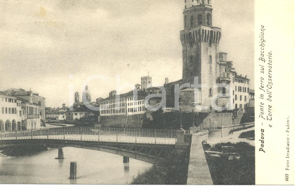 Cartolina originale da collezione 1907 PADOVA Ponte in ferro sul BACCHIGLIONE Cartolina Olga TEMPINI FP VG 1