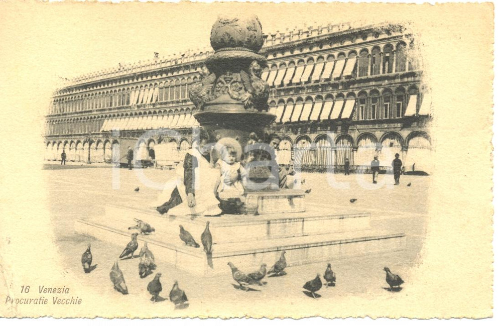 Cartolina originale da collezione 1908 VENEZIA Procuratie vecchie Cartolina ANIMATA Balia con bambina RARA FP VG 1