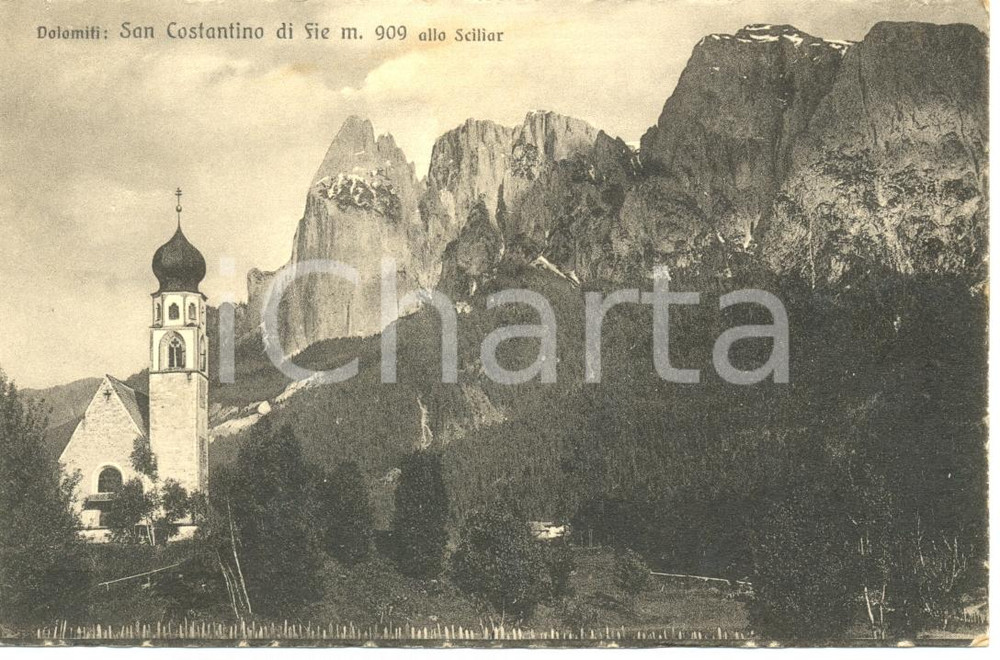 Cartolina originale da collezione 1931 DOLOMITI FIE  ALLO SCILIAR BZ Veduta SAN COSTANTINO Cartolina FP VG 1