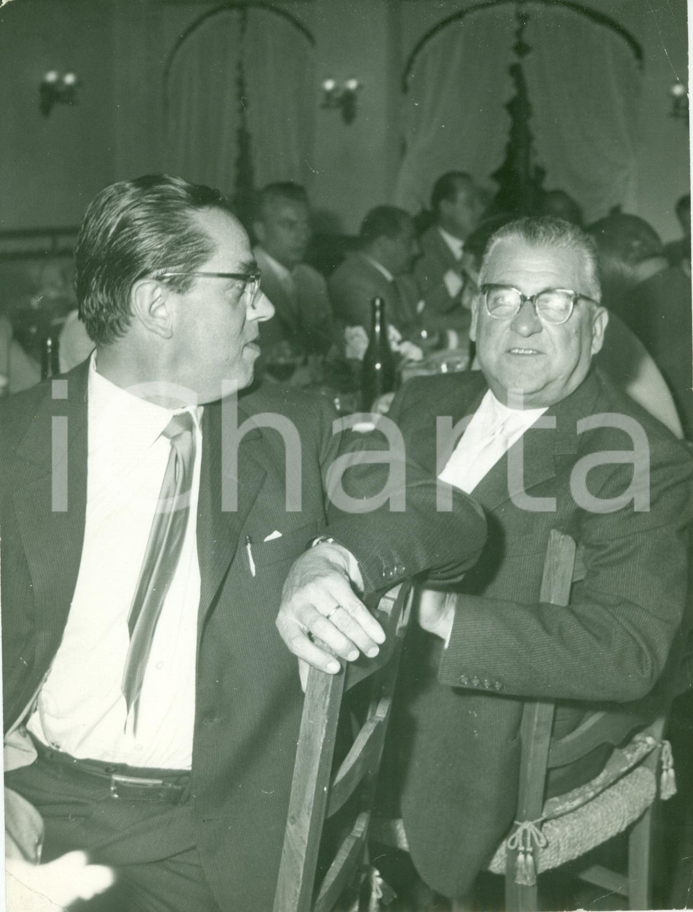 Fotografia d epoca originale 1958 MILANO Gigi GRASSI GAZZETTA SPORT con Carlo VIGANO  Casino SAINTVINCENT 1