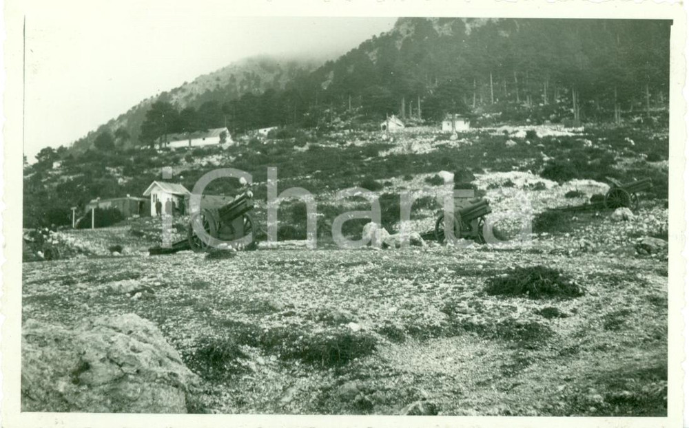 Fotografia d epoca originale 1941 PASSO LOGORA ALBANIA WWII Cannoni da campo 251Â° Batteria  Fotografia 1