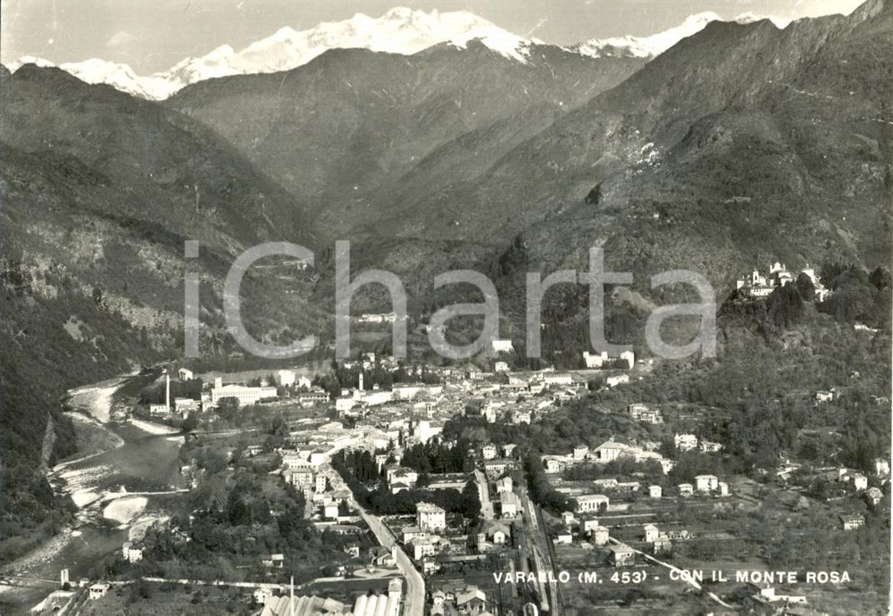 Cartolina originale da collezione 1950 VARALLO VC Panorama generale e Monte ROSA Cartolina postale FG VG 1
