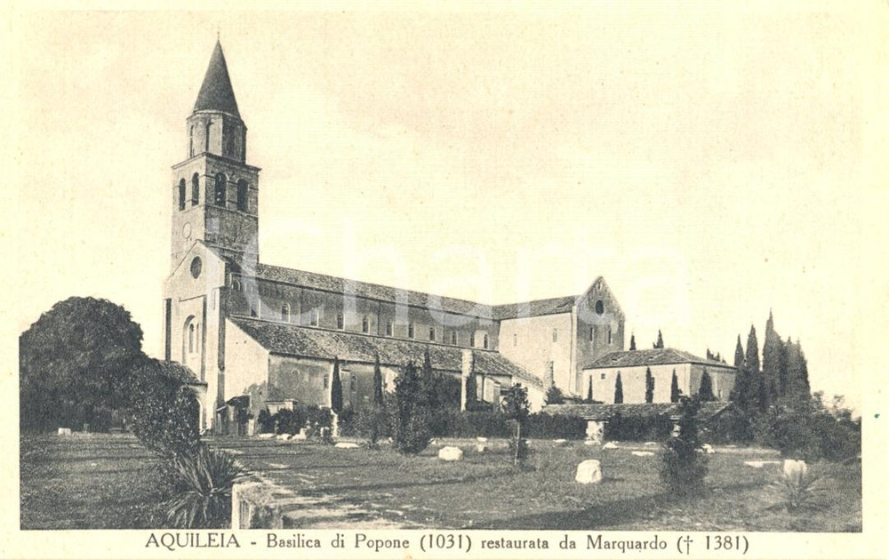 Cartolina originale da collezione 1930 ca AQUILEIA UD Veduta generale BASILICA DI POPONE Cartolina animata FP NV 1