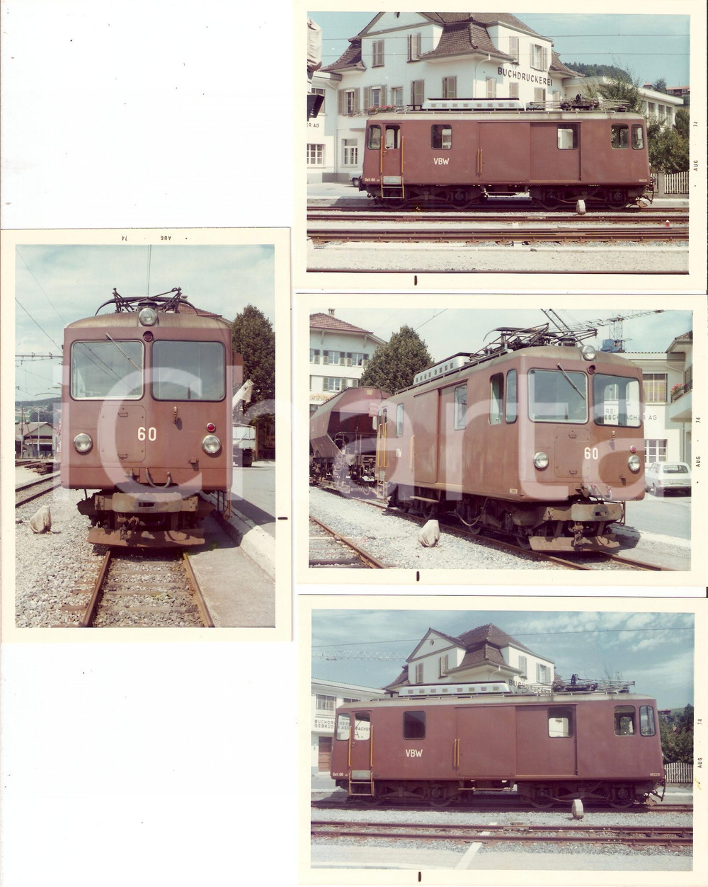 Fotografia d epoca originale 1974 SVIZZERA Ferrovia BERN WORB Treno e Druckerei AESCHBACHER Lotto 4 Foto VBW 1