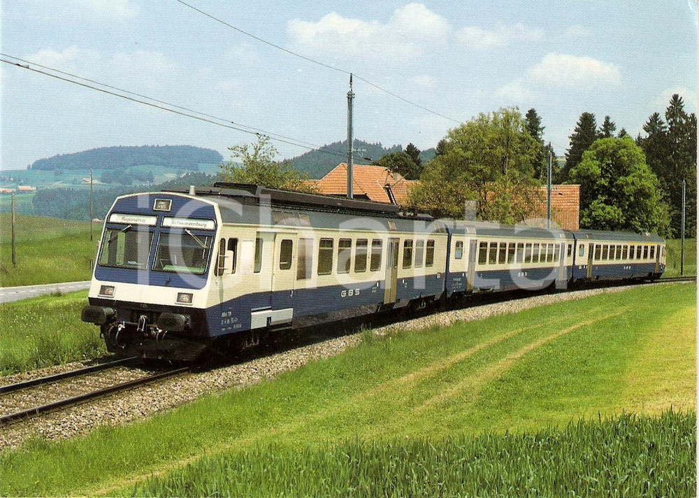 Cartolina originale da collezione 1984 SVIZZERA Gurbetal Bern Schwarzenburg GBS Push pull train RBDe 4/4 728 FG 1