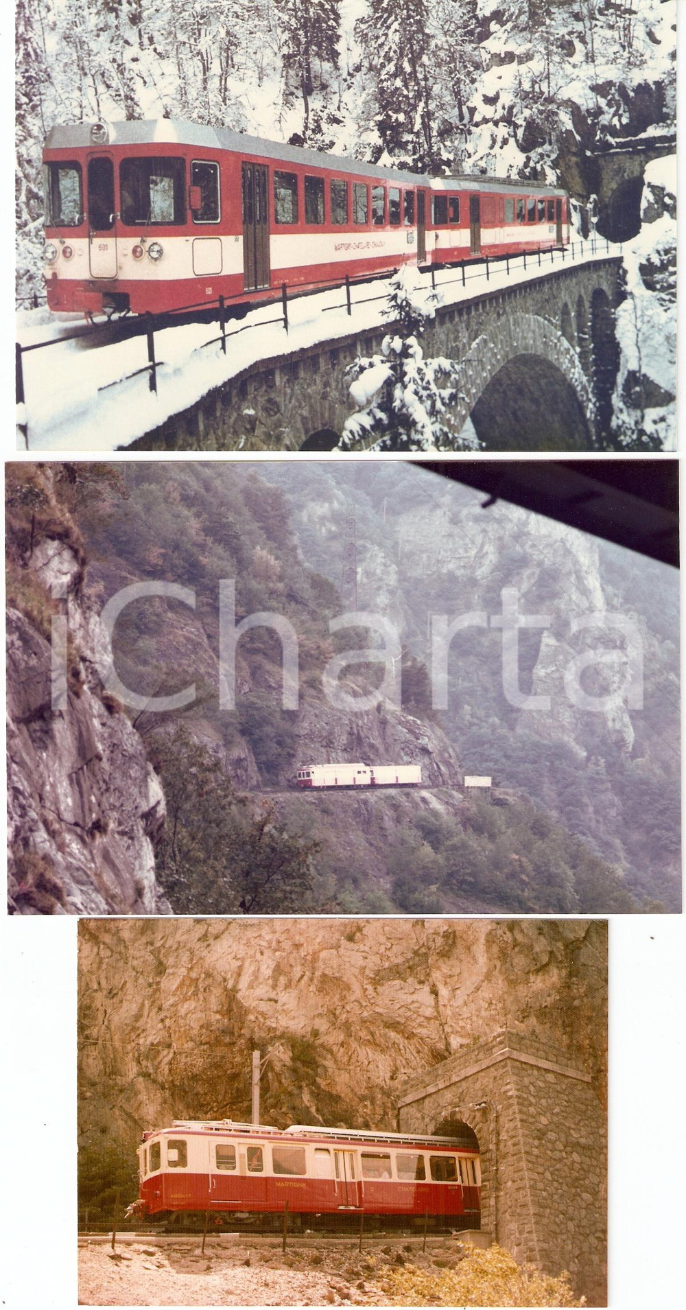 Fotografia d epoca originale 1975 ca SVIZZERA Ferrovia MARTIGNY  CHATELARD Treni tra le ALPI Lotto 3 foto 1