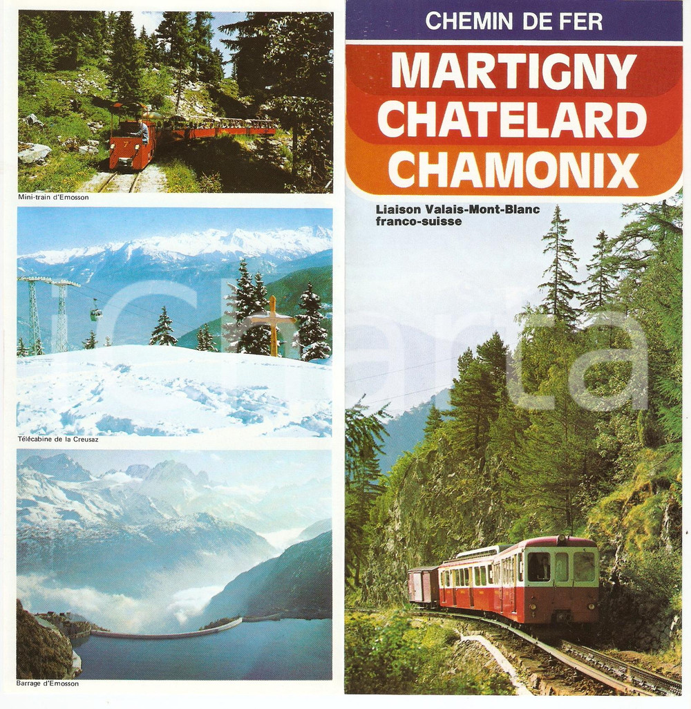 Oggetto da collezione cartaceo 1975 ca SVIZZERA Chemin de fer MARTIGNY  CHATELARD  CHAMONIX Pieghevole 1