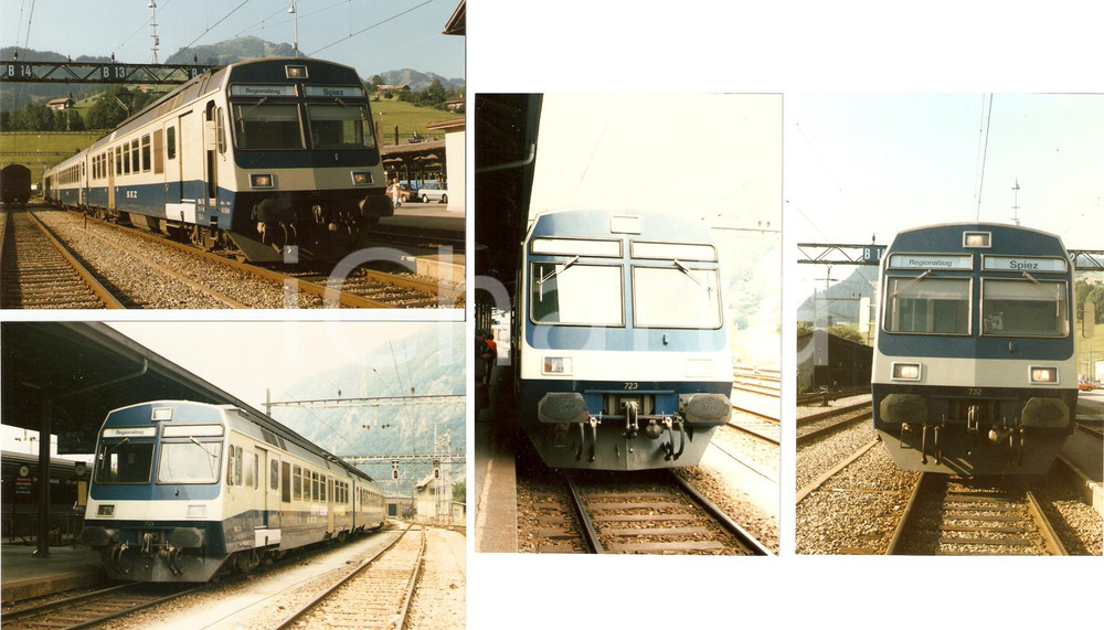 Fotografia d epoca originale 1980 ca SVIZZERA Ferrovia BLS Simmentalbahn SEZ Treni in stazione Lotto 4 foto 1