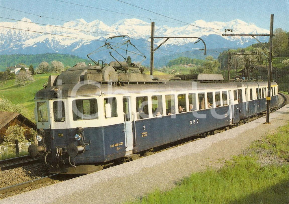 Cartolina originale da collezione 1982 SVIZZERA Gurbetal Bern Schwarzenburg GBS Train set ABDe 2/8 703 FG NV 1