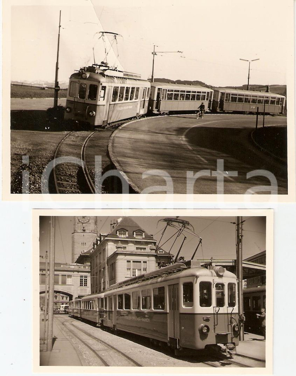 Fotografia d epoca originale 1955 ca SVIZZERA  TROGENERBAHN St. Gallen Speicher Trogen Lotto 2 foto 9 x6 cm 1