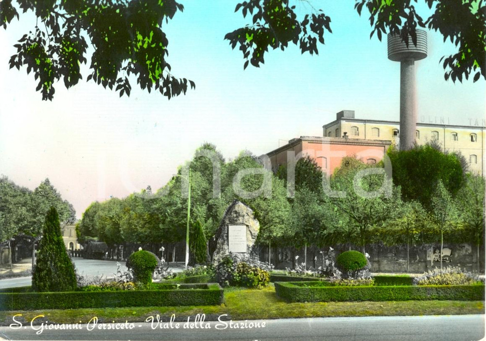 Cartolina originale da collezione 1955 ca SAN GIOVANNI PERSICETO BO Veduta del viale della stazione Cartolina 1