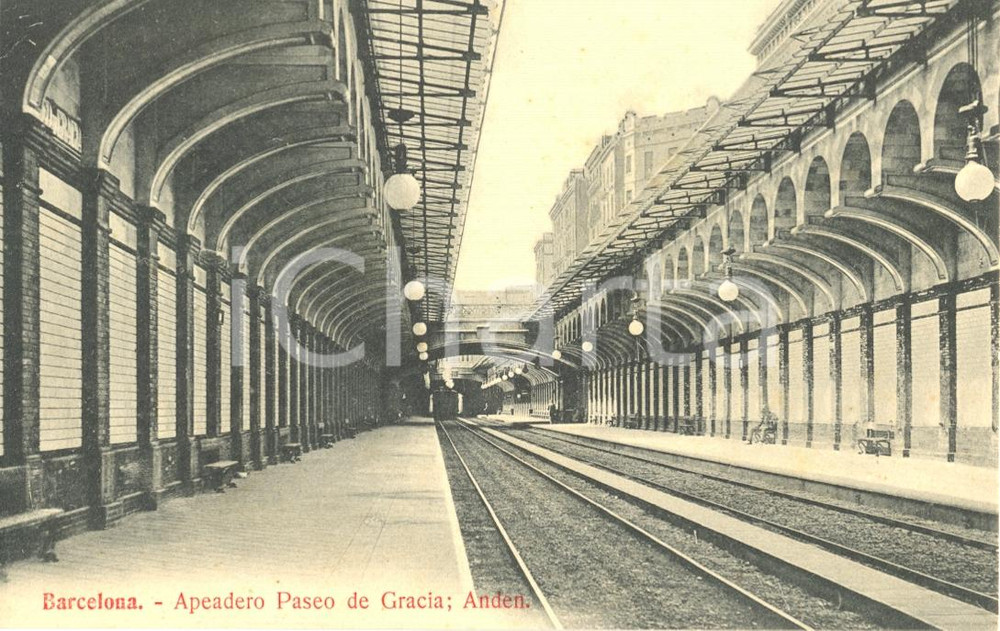 Cartolina originale da collezione 1920 ca BARCELONA E Apeadero Paseo de Gracia  Anden Cartolina postale FP NV 1