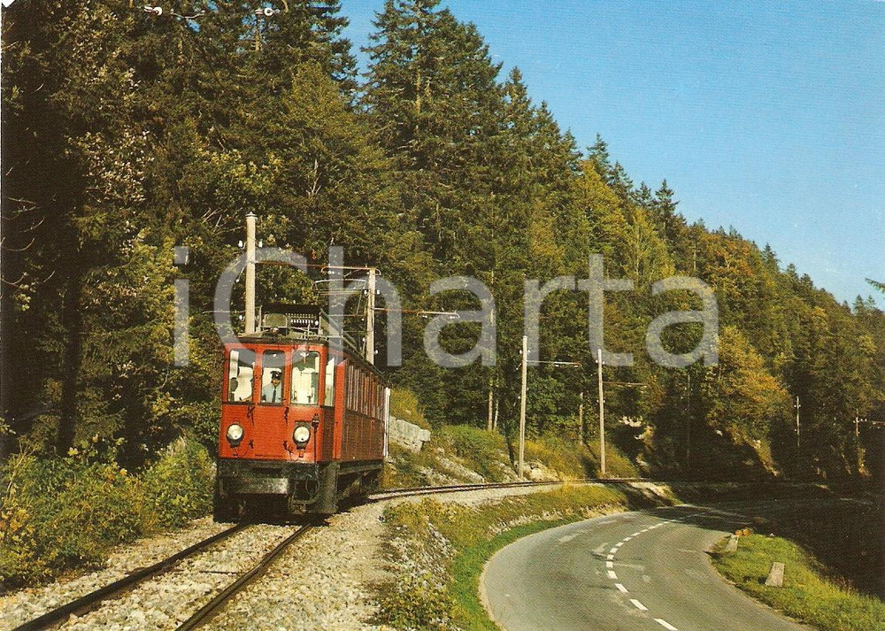 Cartolina originale da collezione 1980 ca SVIZZERA Chemin de fer NYON ST. CERGUE MOREZ Route GenÃ¨ve  Paris FG NV 1