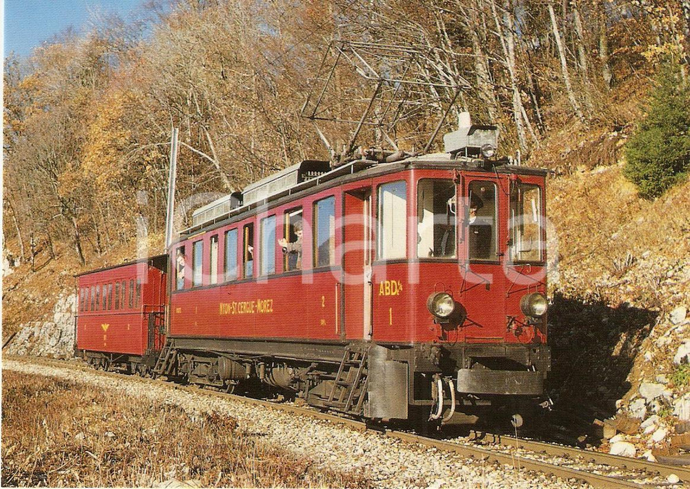 Cartolina originale da collezione 1980 ca SVIZZERA Chemin de fer NYON ST. CERGUE MOREZ Automotrice Ã©lectrique FG 1